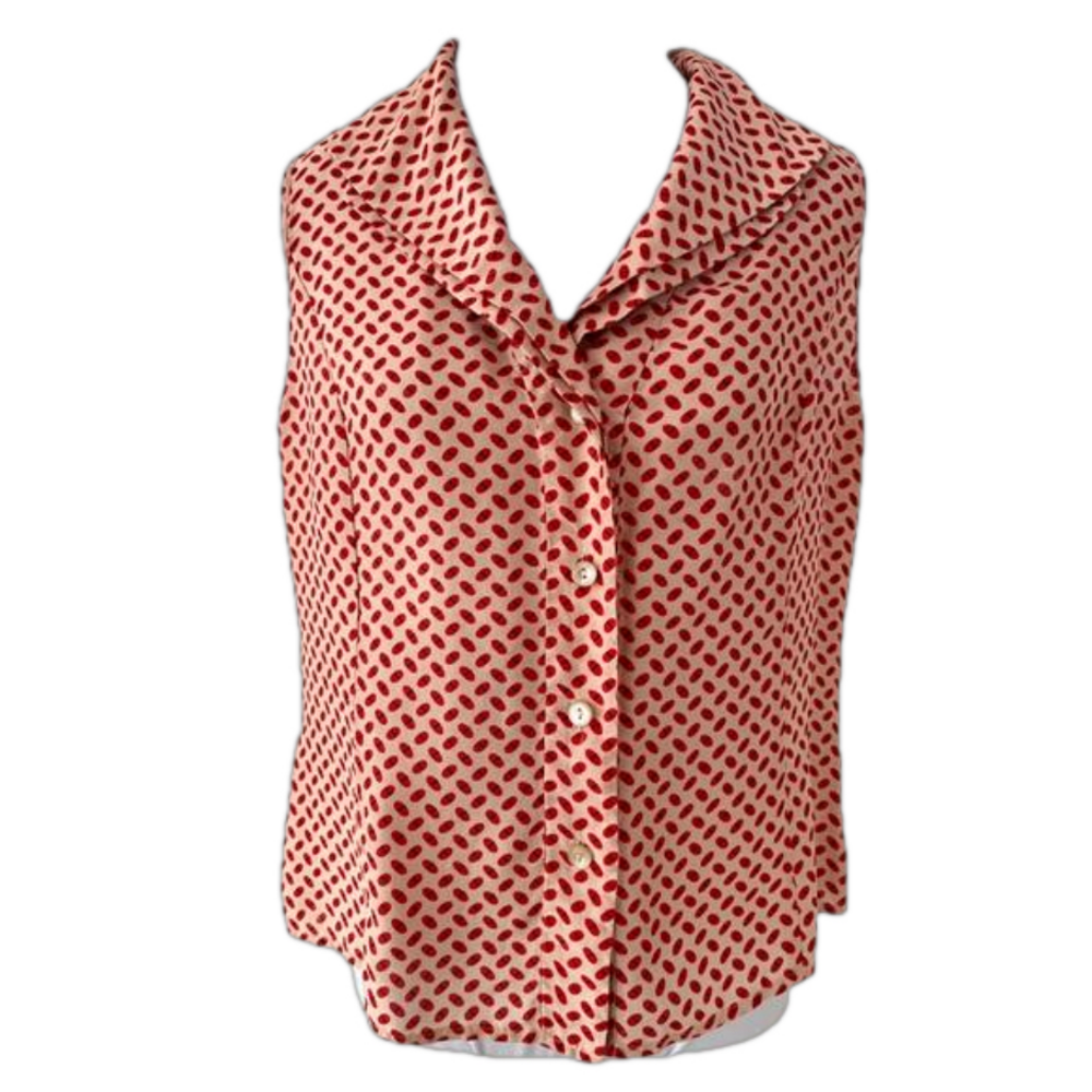 JONES NEW YORK COLLECTION 100% Silk Sleeveless Button Front Blouse Office Chic